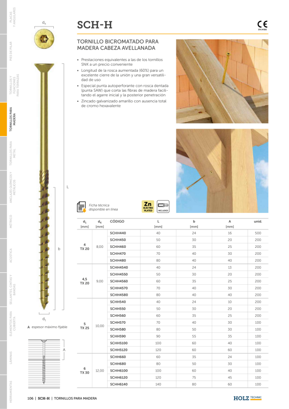 RothoBlaas *TORNILLO PARA CONSTRUCCIÓN EN MADERA 4.5X45 SCH4545