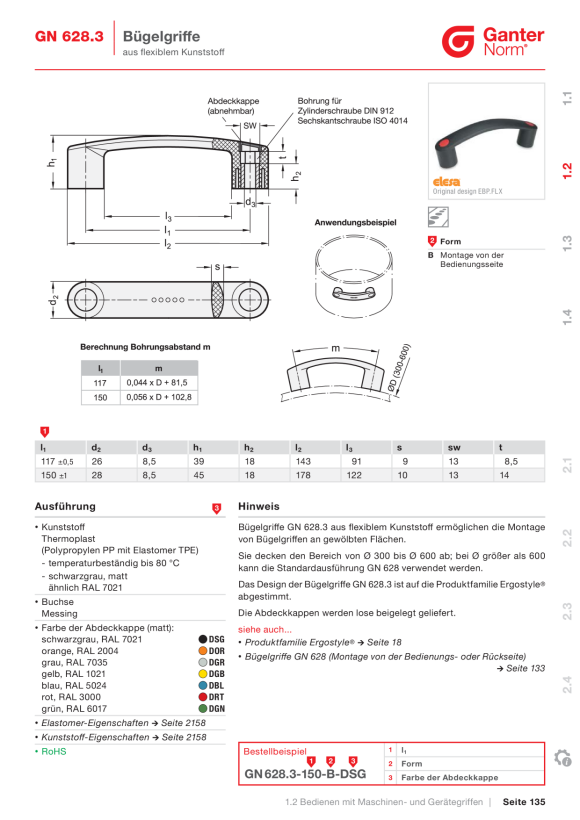 Ganter Bügelgriffe 629-117-6,5-B-DSG