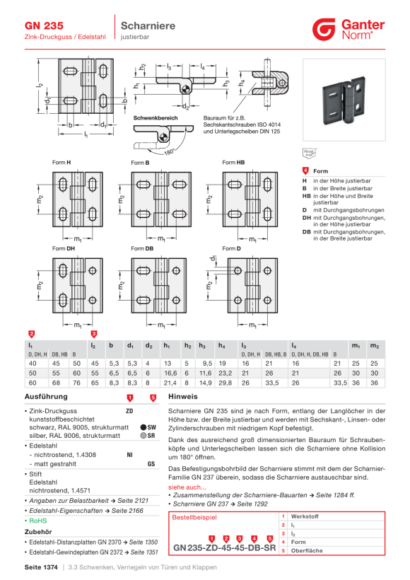 Ganter Präzisions-Scharniere 7580-ALS-55-70-B-D
