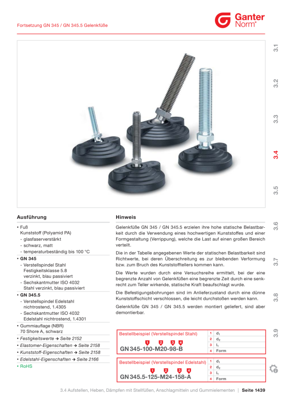 Ganter Gelenkfüße 345.9-125-M10-A