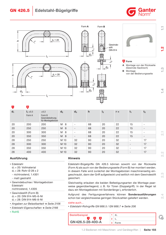 Ganter Bügelgriffe 426.4-AL-28-500-BL