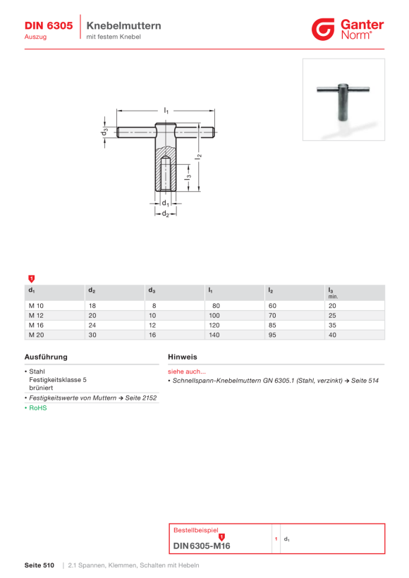 Ganter Knebelmuttern, Edelstahl 6307-M8-NI