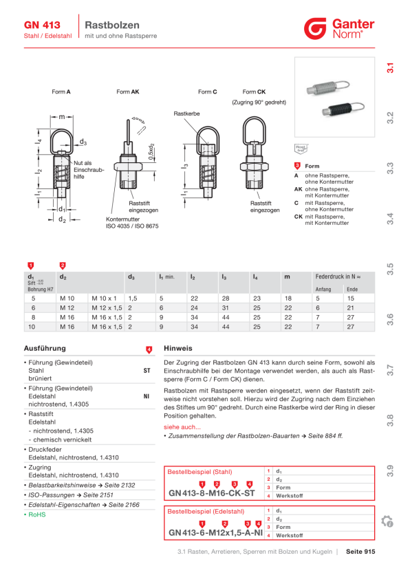 Ganter Rastbolzen 722.4-8-20-C-ST