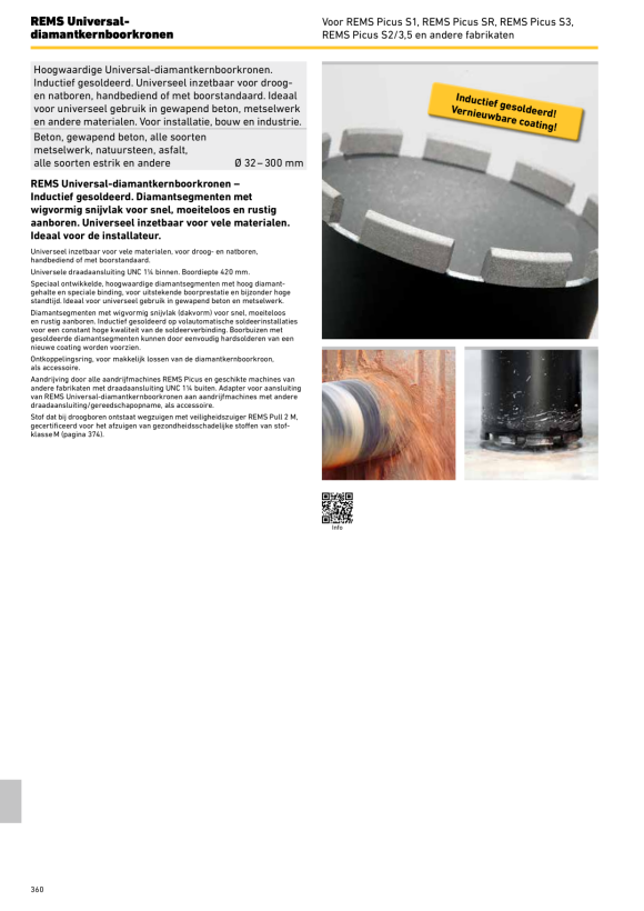 REMS Universele diamantkernboren UDKB 32x420xUNC 1 1/4 181010 R