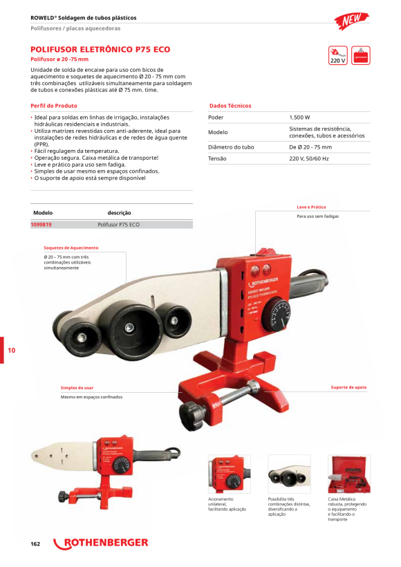Rothenberger Elemento de aquecimento ROWELD, 120mm, 45°, eletr., 230V 55518