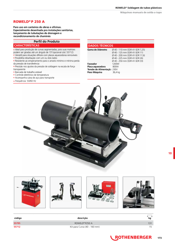 Rothenberger ROWELD P250 A completo, 40-250mm, 230V 55795