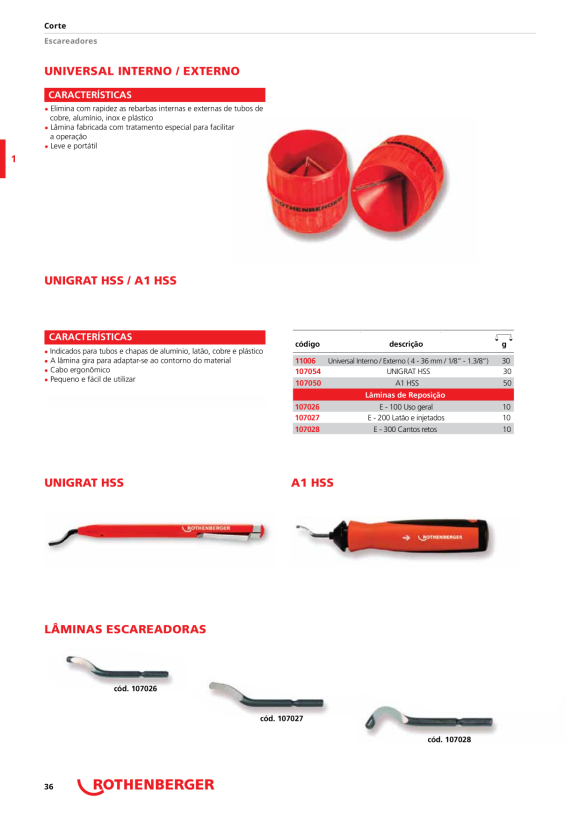 Rothenberger Faca sobressalente para dispositivo de chanfrar ROWELD tamanho 1+2 55058