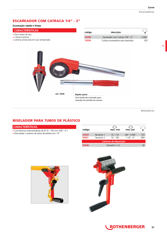 Rothenberger Faca sobressalente para dispositivo de chanfrar ROWELD tamanho 1+2 55058