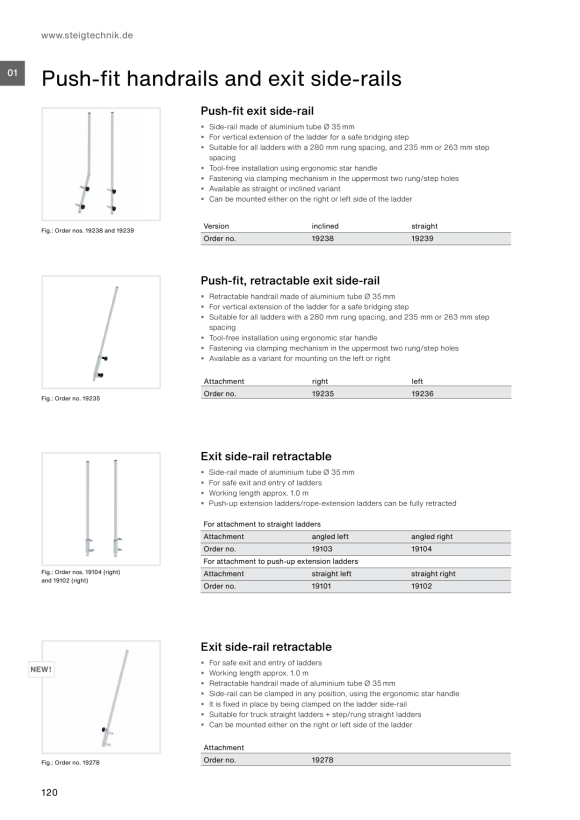 MUNK Push-fit, retractable exit side-rail left 19236