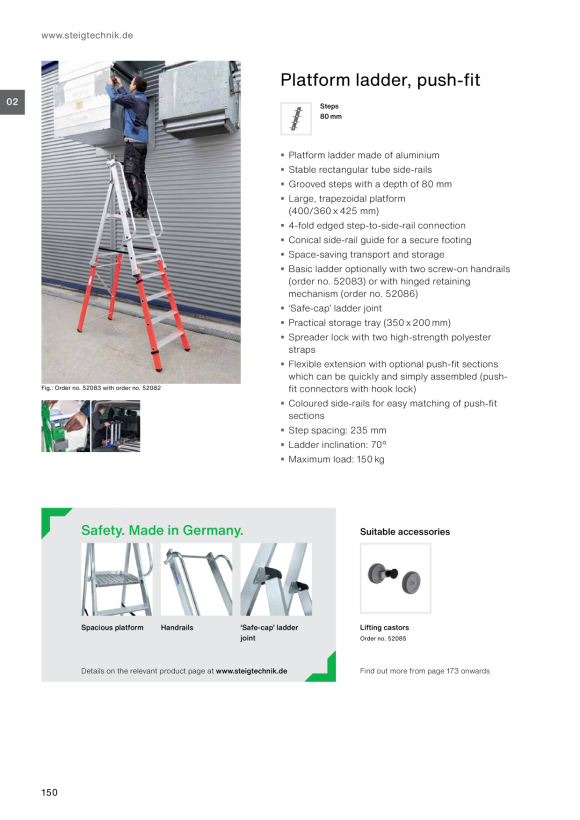 MUNK Push-fit section for push-fit platform ladder plus 2 steps 52080