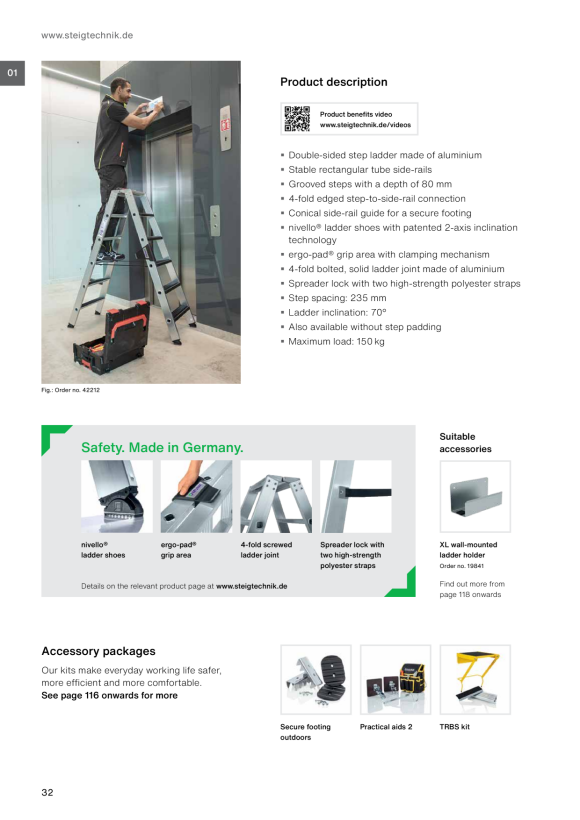 MUNK Double-sided stepladder with clip-step 2x3 steps 41603