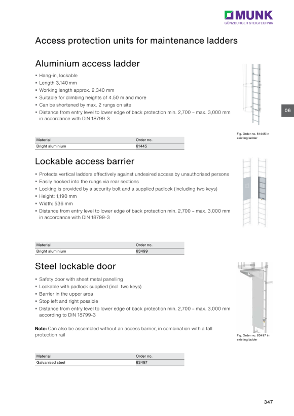 MUNK Exit step suitable for safety doors with fall protection rail stainless steel Clearance 200 mm 68973