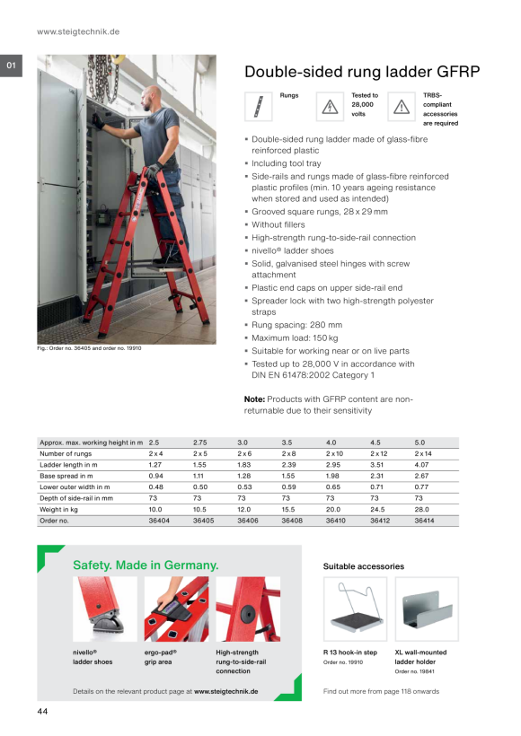 MUNK Double-sided rung ladder GFRP 2x10 rungs 36410