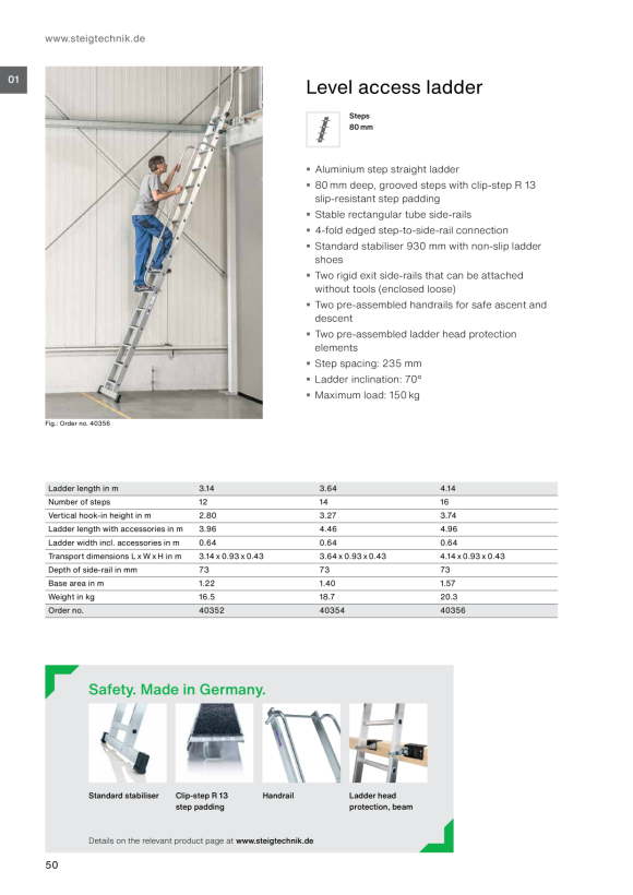MUNK Level access ladder 16 steps 40356