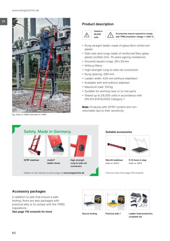 MUNK Rung straight ladder made of glass-fibre reinforced plastic without stabiliser 6 rungs 36006