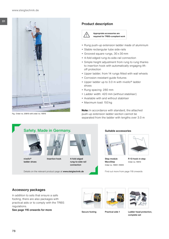 MUNK 2-section rung push-up extension ladder without stabiliser 2x12 rungs 20212