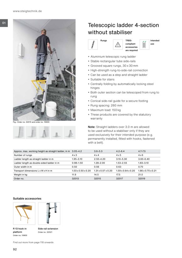 MUNK Step telescopic ladder Prime Line 9 steps 115463