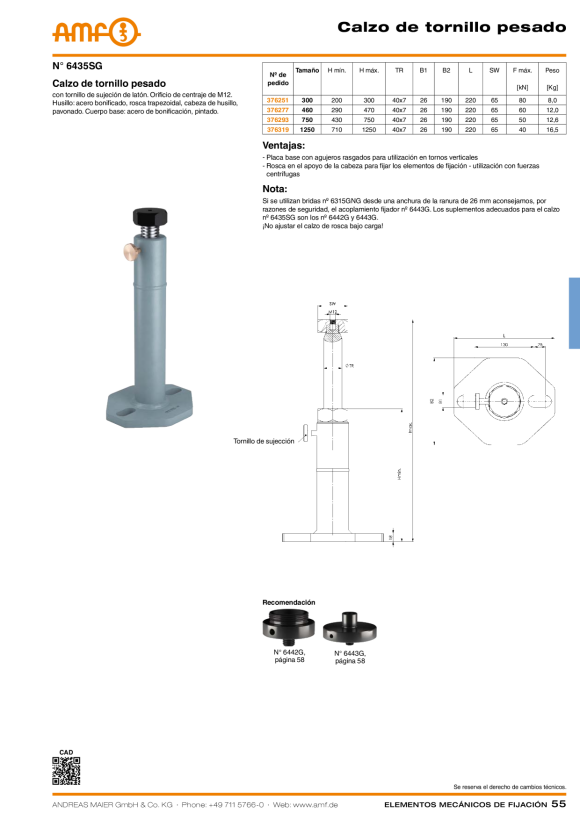 AMF Martillo de husillo n° 6435SG tamaño 1250 pesado 376319