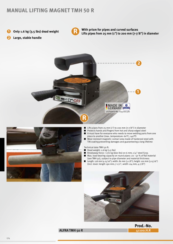 ALFRA TML 200 R magnetsystem (rörformad version) Permanentlyftmagnet 41200.L.R