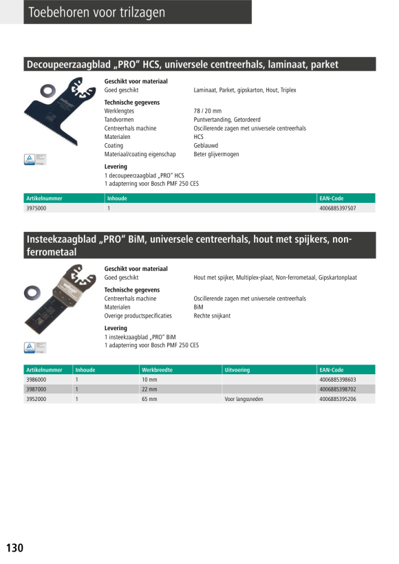 Wolfcraft Tauchsägeblatt ?PRO? HCS, Universal-Aufnahme 3989000