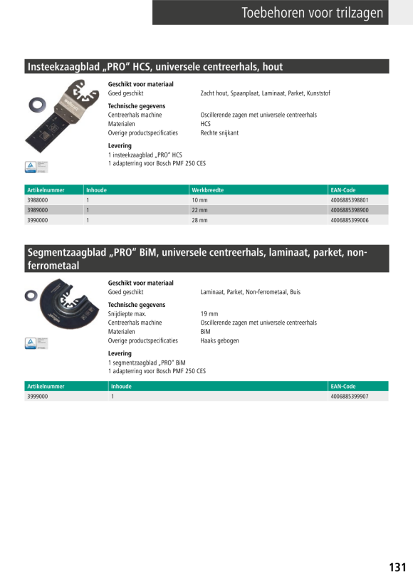 Wolfcraft Tauchsägeblatt ?PRO? HCS, Universal-Aufnahme 3989000