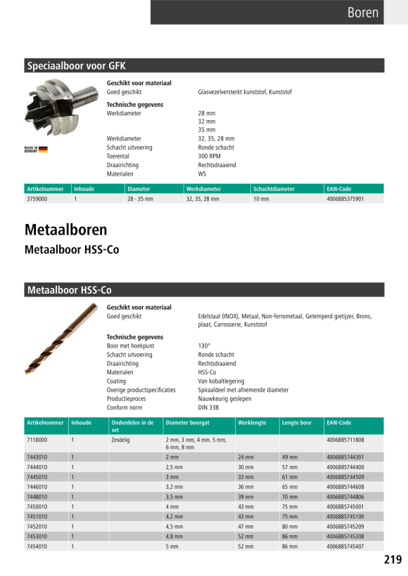 Wolfcraft Metallbohrer HSS-Co 7443010