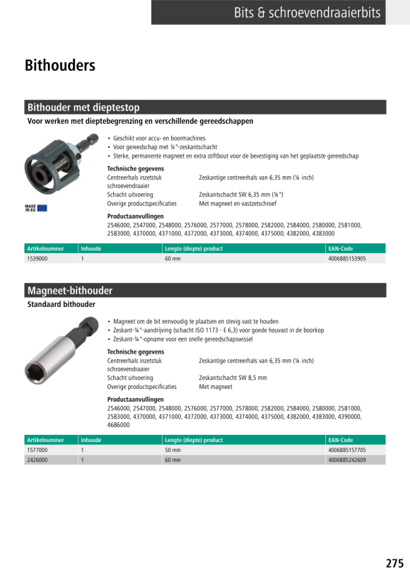 Wolfcraft Querlochsenker-Set WS 3-tlg., Sechskant-Schaft 4375000