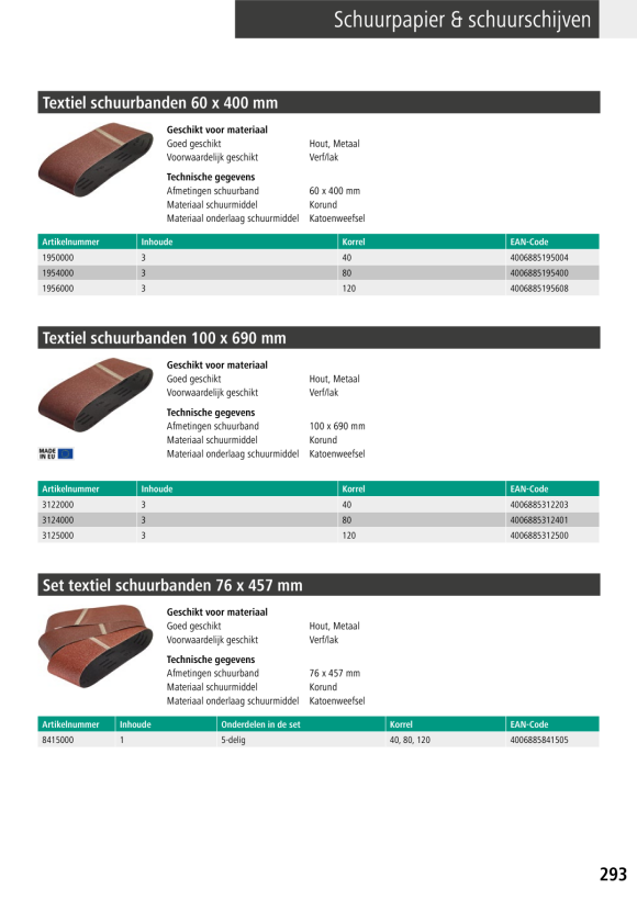 Wolfcraft Gewebe-Schleifbänder-Set 5-tlg. 8415000