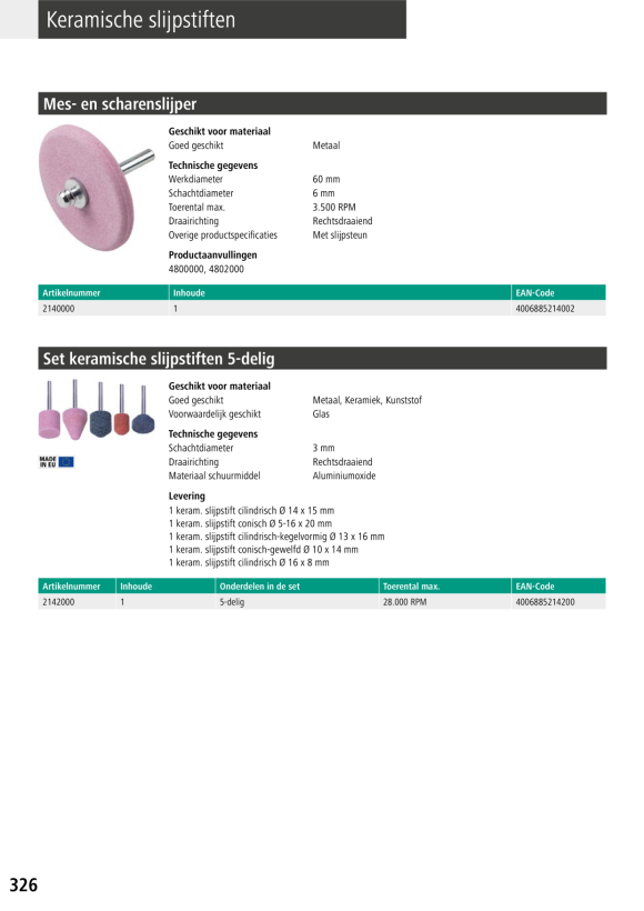 Wolfcraft Keramisches Schleifkörper-Set 6-tlg. 2144000