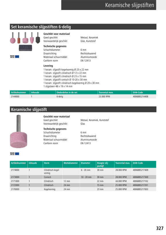 Wolfcraft Keramisches Schleifkörper-Set 6-tlg. 2144000