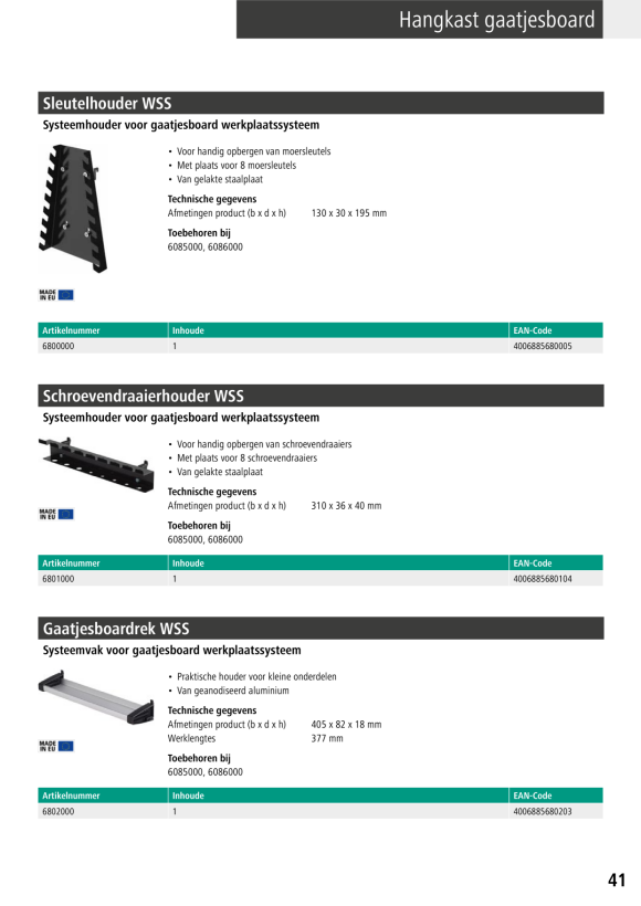 Wolfcraft Lochwandablage Werkstattsystem 6802000