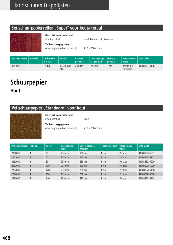Wolfcraft Schleifpapierbogen ?Standard? für Holz 2852000