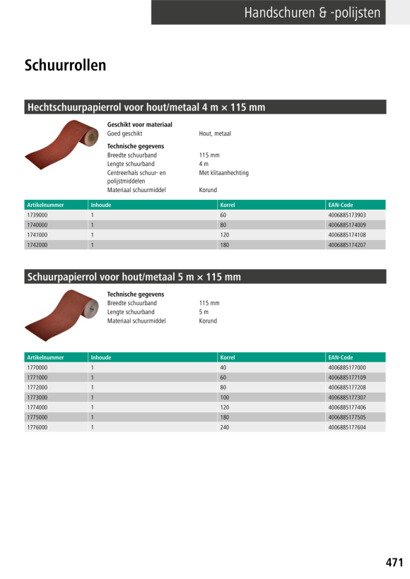 Wolfcraft Schleifpapierrolle für Holz/Metall 1773000