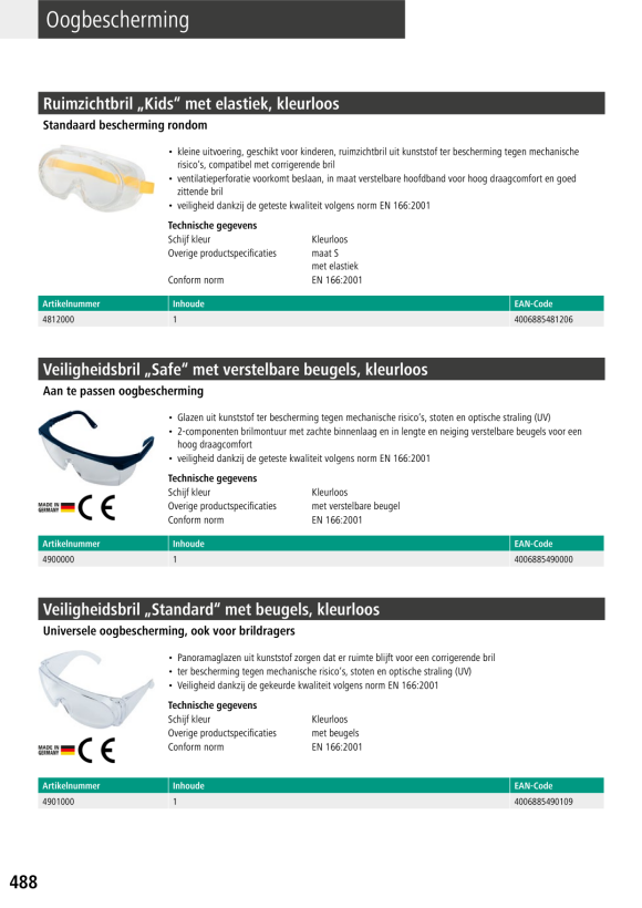 Wolfcraft Vollsichtbrille „Standard“ mit Gummiband, farblos 4903000