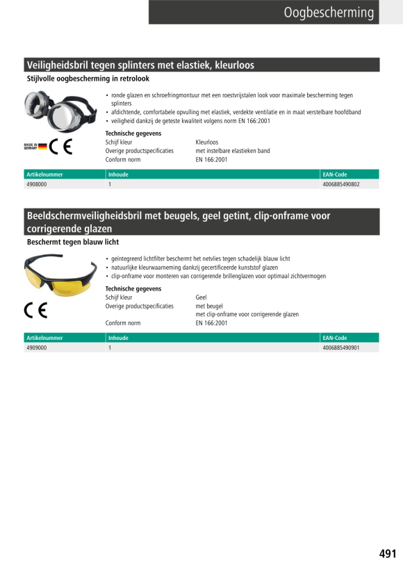 Wolfcraft Schutzbrille „Profi“ mit Bügeln, farblos 4906000
