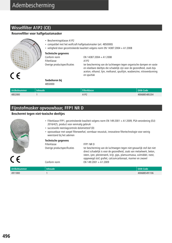 Wolfcraft Feinstaubmaske faltbar, FFP2 NR D 4912000