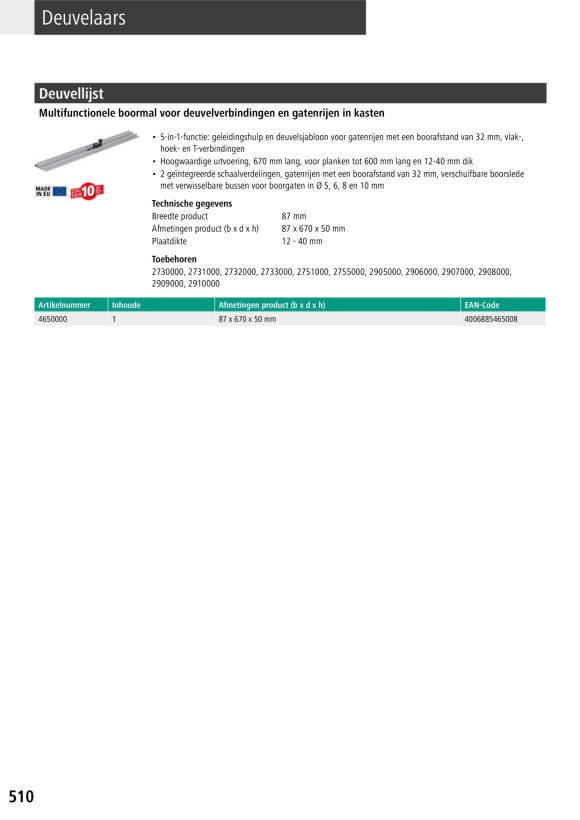 Wolfcraft Dübel-Set 31-tlg. 2916000