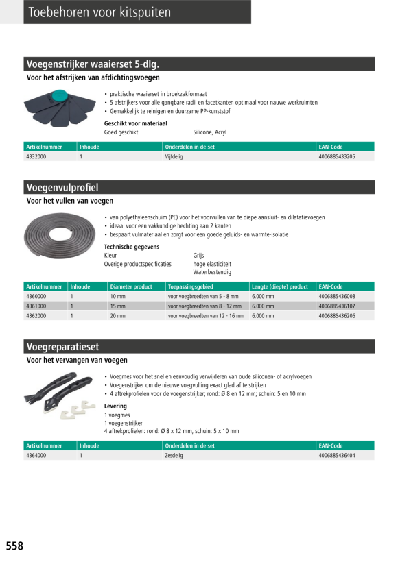 Wolfcraft Fugenglätter Fächerset 5-tlg. 4332000