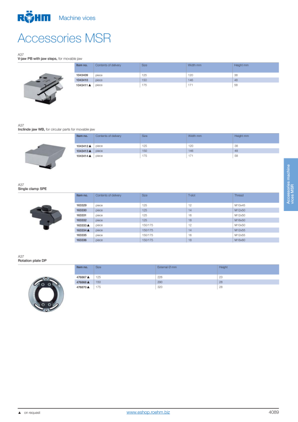 RÖHM Spännback fixerad MSR (MS)-150/S 006617