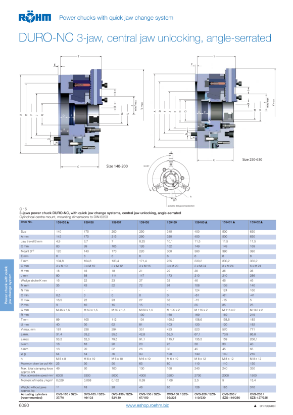 RÖHM Uchwyt zasilający DURO-215/3NC ZA170 M60X1.5 FD52 KH23 BH7 159457