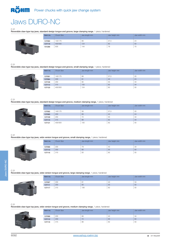 RÖHM Insert de serrage DURO-140NC non trempé 151040
