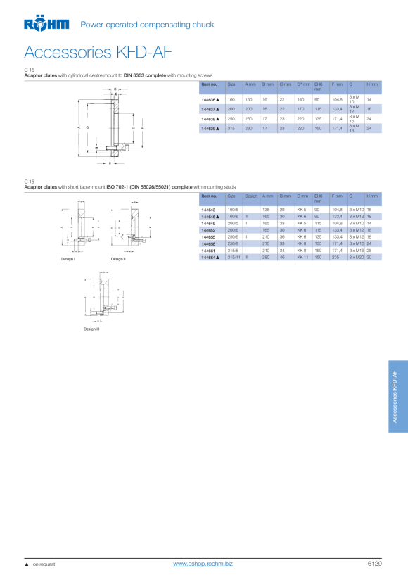 RÖHM Centreringsindsats KFD-250/3AF med fast spids 144630