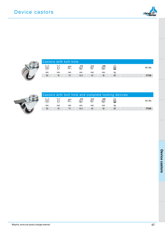 Dörner & Helmer App.-Doppelrolle 50x19 mm Gl 778100