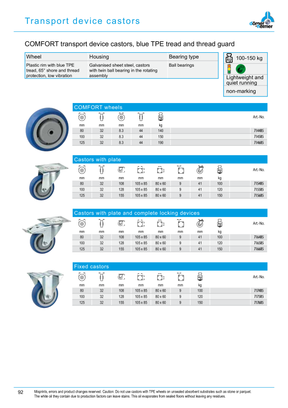 Dörner & Helmer Comfort-TPE-Ersatzrad 100x32mm, 714585