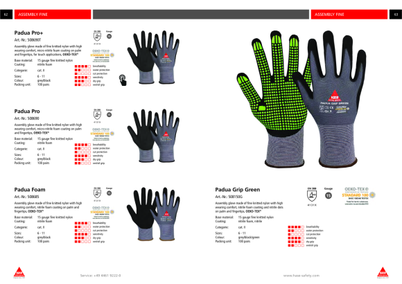 Hase Sicherheitshandschuhe Padua Pro+ OekoTex®, Größe 8 508690T (T-361511)
