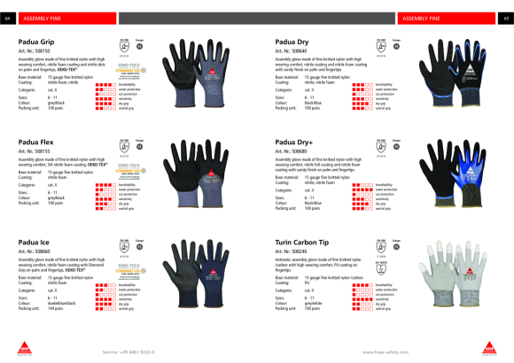 Hase Sicherheitshandschuhe Padua Pro+ OekoTex®, Größe 8 508690T (T-361511)