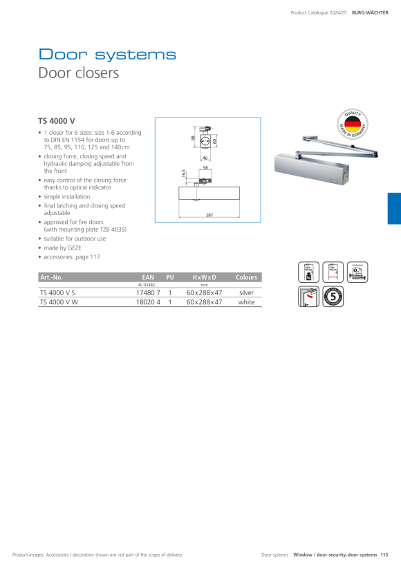 Burg-Wächter Türschließer TS 4000 V W 18020