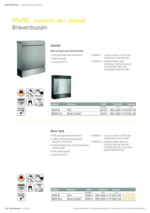 Burg-Wächter Briefkasten SEATTLE 3848 Ni 42010