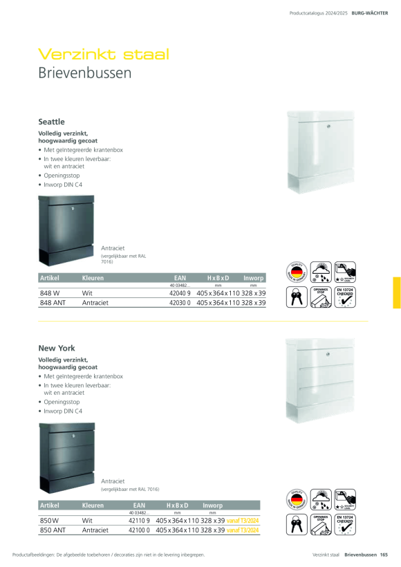 Burg-Wächter Briefkasten SEATTLE 848 W 42040