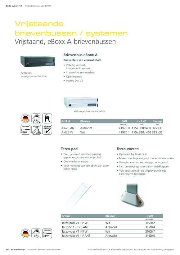 Burg-Wächter Standanlage Pfosten TERZO V11-170 Ant 38510